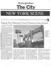 Hoping that Yesterday's Tent of Tomorrow Has a Future, New York Times, November 18th 2001